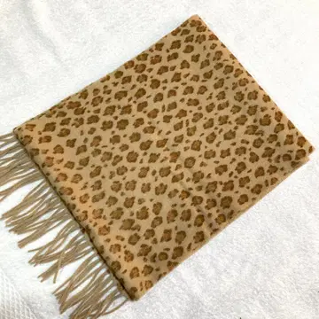 LANCETTI 캐시미어 100% 레오파드 무늬 머플러