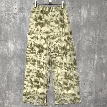 Scanla Mos2 타이다이 패턴 메로 프릴 허리밴딩 와이드 팬츠