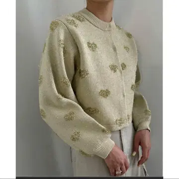 HEART LAME KNIT CARDIGAN TOP