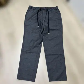 그레이 와이드 팬츠 허리 드로우 스트링