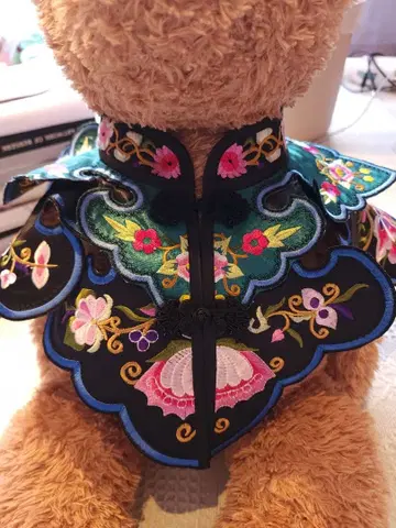 중화풍 꽃 자수 운견 탈부착 카라