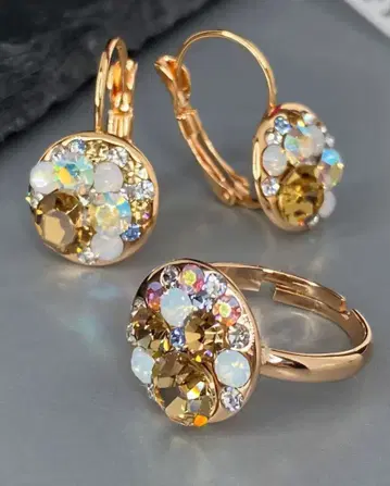 스와로브스키(SWAROVSKI) 크리스탈 귀걸이 & 반지 세트