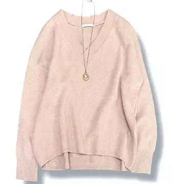 컨디션 최상 갤러리 바이 울 V넥 풀오버 라이트 핑크 루즈핏