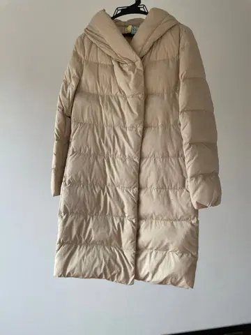 PLST 베이지 후드 부착 다운 코트