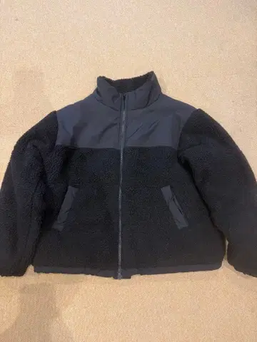 플리스 자켓 드로 코드 부착 더블 지퍼 블랙 L