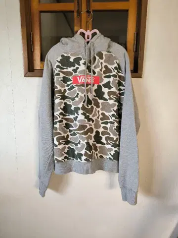 VANS 카모플라쥬 후드 부착 후드티 S