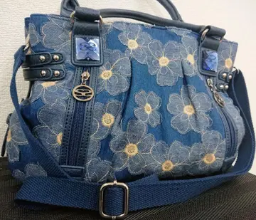 B SAVOY SAVOY 꽃무늬 데님 숄더백 핸드백 자수