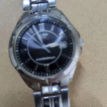 작동품. ALBA 블랙 스테인리스 쿼츠 손목시계