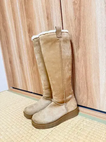 베이지 스웨이드 롱 부츠 XL