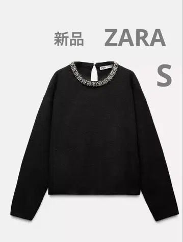 ZARA 자라 주얼리 넥 니트 스웨터 비쥬 부착 니트