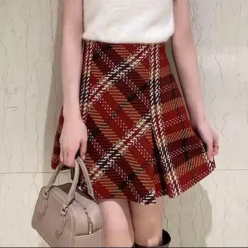 snidel 스나이델 로빙 체크 미니 스커트 레드 1 M 사이즈