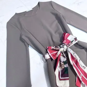 새상품급 ZARA 스카프 허리 리본 원피스 브라운 포켓 M