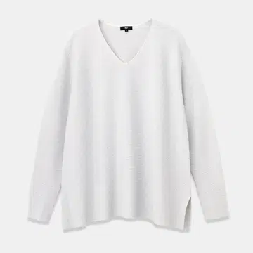 플라스테 PLST V넥 라메 니트 사이드 슬릿 S 사이즈 라이트 그레이