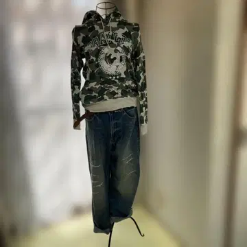 BEAMS HEART 카모 패턴 GRAVERY 후드 부착 후드티