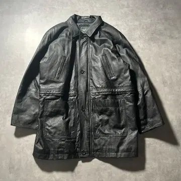 빈티지 돈피 천연 가죽 가죽 멀티 포켓 집업 코트 자켓