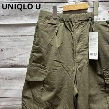 새상품 UNIQLO U 와이드 핏 파라슈트 카고 팬츠 택 포함 올리브