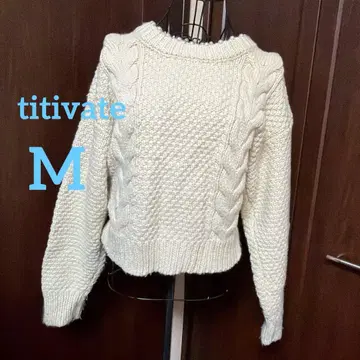 titivate 펄 장식 케이블 니트