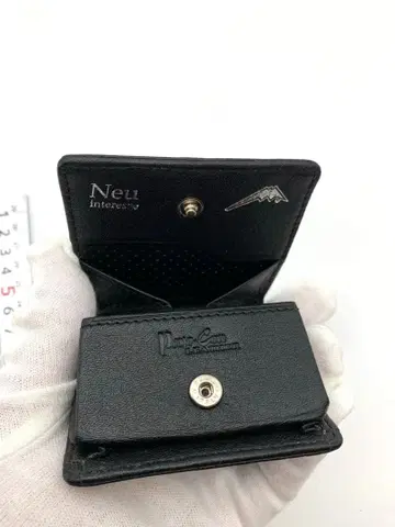 블랙 가죽 접이식 코인 케이스 노이인텔레쎄 동전 지갑 블랙 가죽 블랙