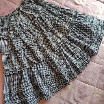 핑크하우스 깅엄 체크 스커트