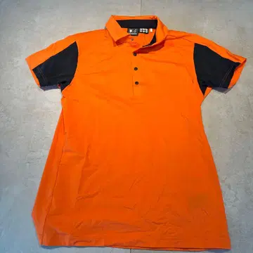 DESCENTE 오렌지 블랙 피케 셔츠 M