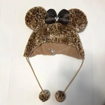 디즈니 팬 캡 레오파드 무늬 브라운