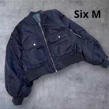 새상품급! Six M 드로스트 볼륨 소매 MA-1 자켓 NAVY