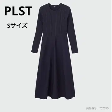 [ 새상품급 ] PLST 홀가먼트 니트 플레어 원피스 ( S 네이비 )
