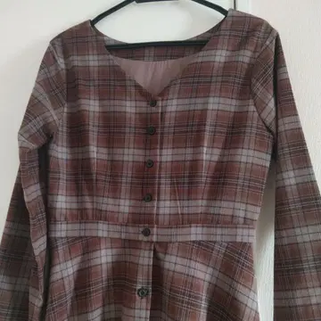 Andemiu 체크 무늬 원피스