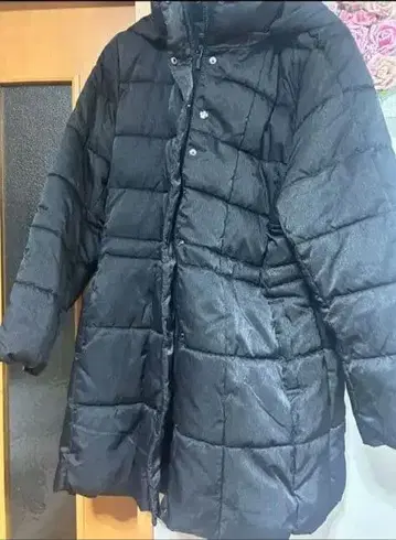 노안누 다운 코트 블랙 후드 부착 4L