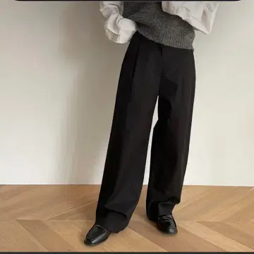 카날 진 코튼 턱 팬츠 블랙