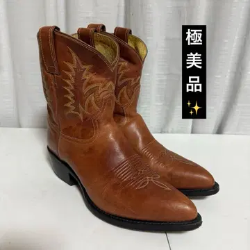 컨디션 최상 토니라마 웨스턴 부츠 카빙 자수 브라운
