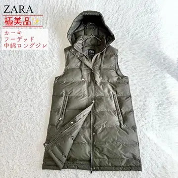 컨디션 최상 ZARA 자라 카키 충전솜 후디드 롱베스트