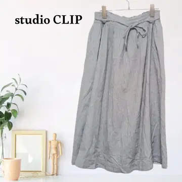 zC107 [ F ] studio CLIP 린넨 롱 스커트 코튼 플레어