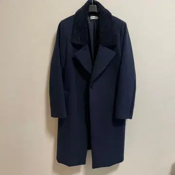 LEPSIM 보아 카라 부착 롱 코트 M 네이비