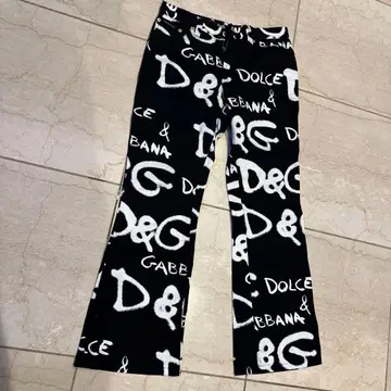 D&G 로고 프린트 플레어 데님 팬츠