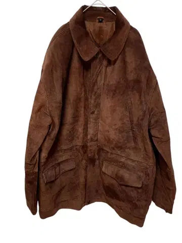 [ 천연 가죽 ] 벨로아 가죽 자켓 브라운 XL 오버 사이즈