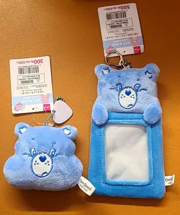 케어베어 봉제 인형 키링과 ID 케이스