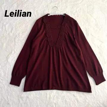 레리안 니트 스웨터 롱 기장 자수 모 100% 일본제 보르도 11 L