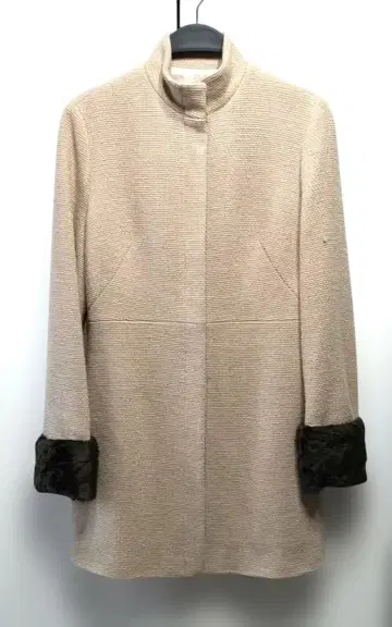 시빌라 하프 코트 아우터 소매 퍼 스탠딩 칼라 베이지 42 L