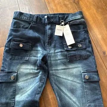 다크 블루 카고 데님 팬츠