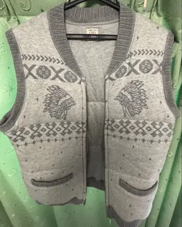 플랫 헤드 그레이 자카드 베스트 40-42