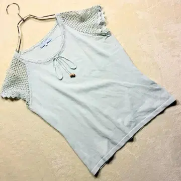 에글란틴 레이스 슬리브 니트탑 민트 그린 L 여성용