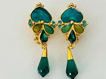 빈티지 골드 x 그린 계열 귀찌 코스튬 주얼리