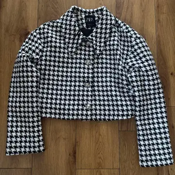 ZARA 하운드투스 체크 패턴 크롭 자켓 xs