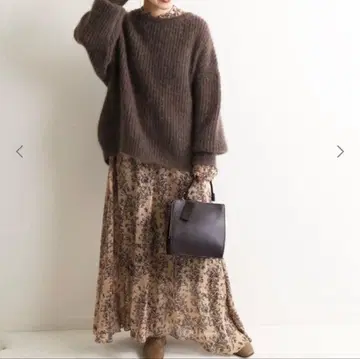 IENA 모헤어 혼방 보트넥 와이드 풀오버 브라운