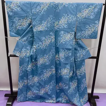 3679 폴리에스테르 코몬 탁한 블루 벚꽃 꽃무늬