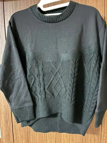 블랙 케이블 니트 스웨터 M