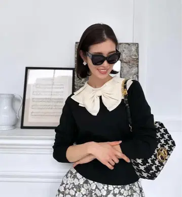 seventen by miho kawahito 턱 프릴 리본 니트