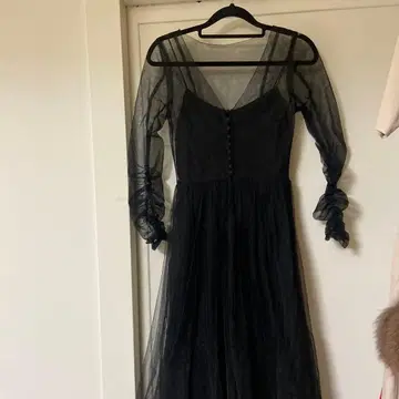 시스루 블랙 긴팔 원피스