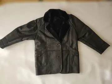 70S 퍼 달린 더블 브레스트 가죽 자켓